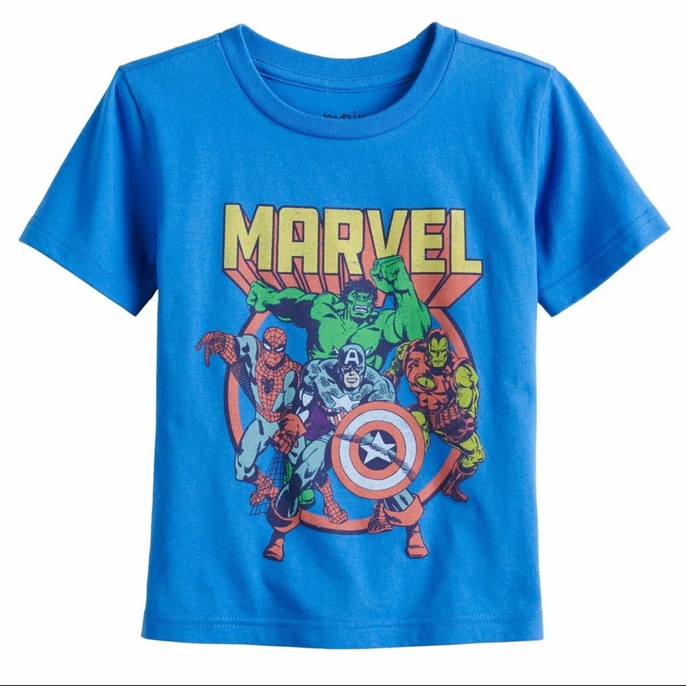 Jumping Beans Blue Marvel Superhero Graphic  Collectible Tee Shirt SZ 3 9 M NWT
